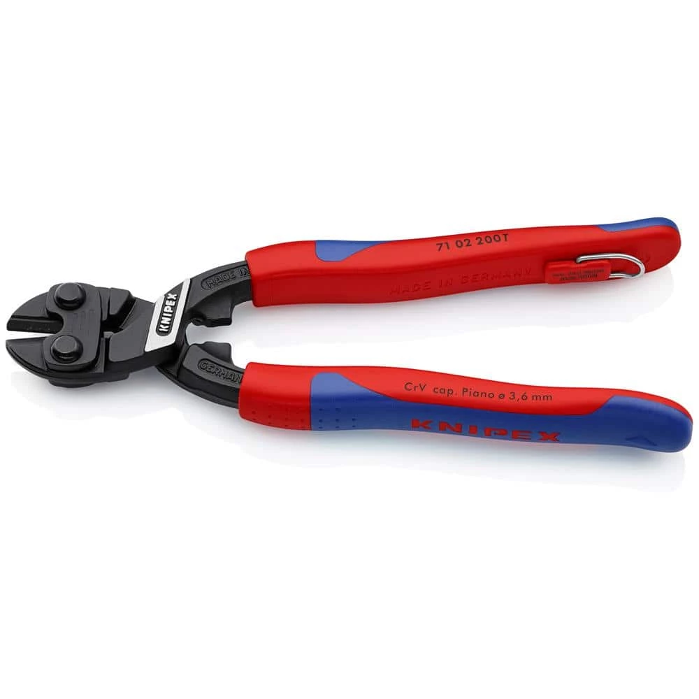 8 in. CoBolt Mini Bolt Cutters with Dual-Component Comfort Grips and Tether Attachment by KNIPEX 2 8 in. CoBolt Mini Bolt Cutters with Dual-Component Comfort Grips and Tether Attachment by KNIPEX - Image 2