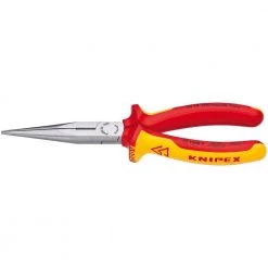 Heavy Duty Forged Steel 8 in. Long Nose Pliers with 61 HRC Cutting Edge and 1,000-Volt Insulation by KNIPEX